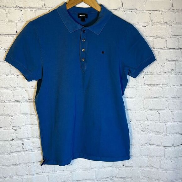 Vintage Y2K Diesel Faded Blue Polo Golf Shirt size L Large - Picture 1 of 10
